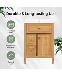 Casainc Bathroom Vanity with Sink Flip Drawer Two Drawers Adjustable Shelf