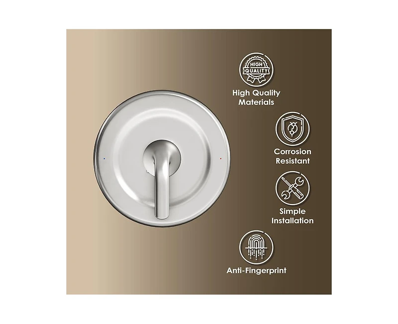 Casainc Moen-Compatible Replacement Shower Trim Kit Stainless Steel Panel and Alloy Lever