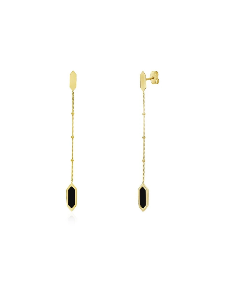The Lovery Onyx Hexagon Bead Drop Earrings