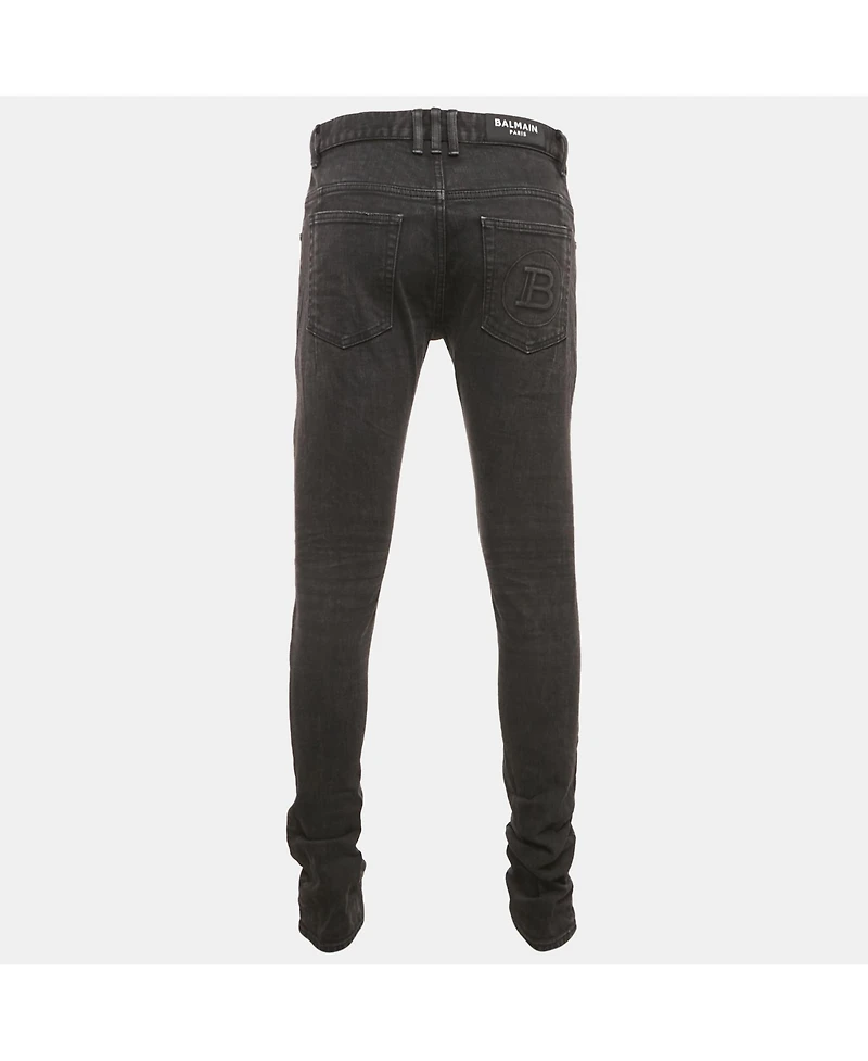 Pre-Owned Balmain Men's Black Washed Denim Slim Fit Jeans