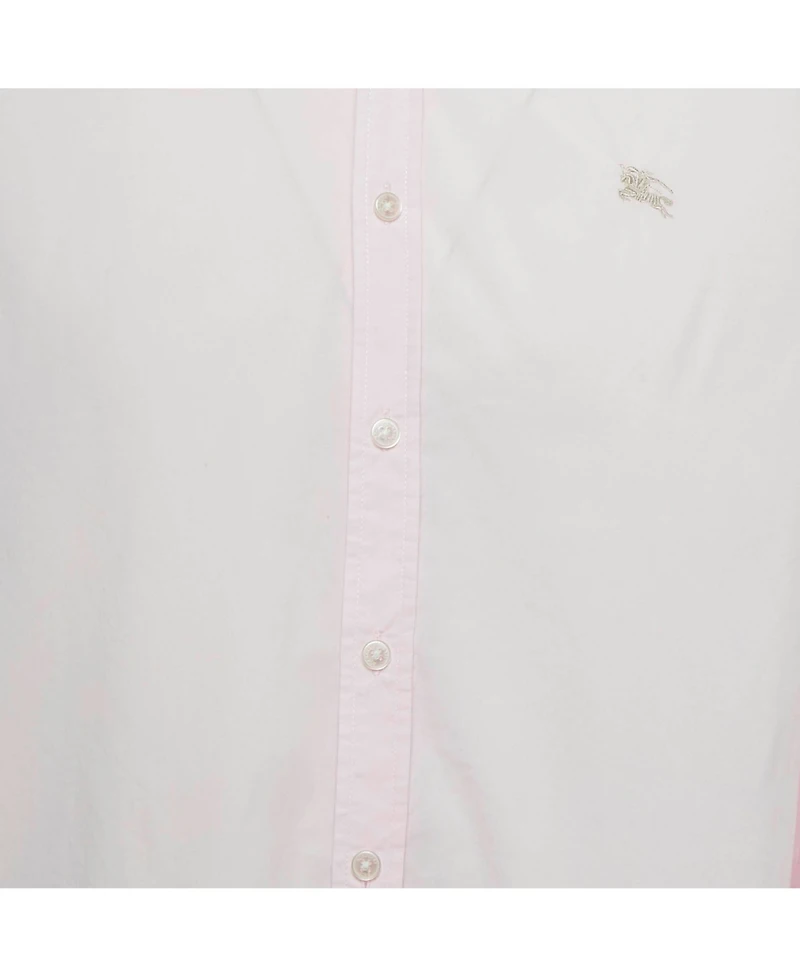 Pre-Owned Burberry Men's Brit Pink Logo Embroidered Cotton Shirt