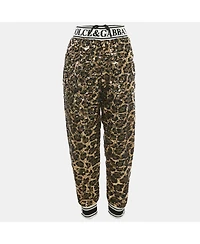 Pre-Owned Dolce & Gabbana Women's Metallic Leopard Pattern Sequin Trackpants