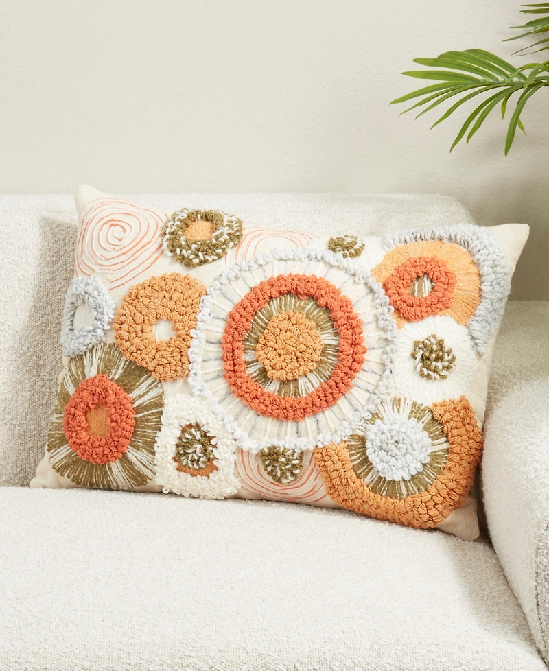 Saro Lifestyle Boho Circles Down Filled Decorative Pillow, 16" x 24"