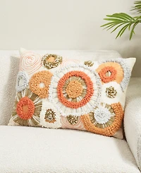 Saro Lifestyle Boho Circles Down Filled Decorative Pillow, 16" x 24"