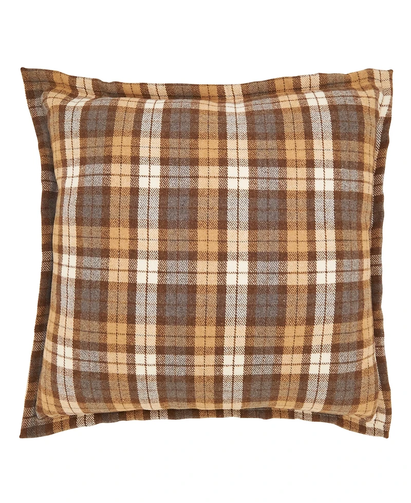 Saro Lifestyle Plaid Flange Down Filled Decorative Pillow, 18" x 18"