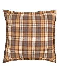 Saro Lifestyle Plaid Flange Down Filled Decorative Pillow, 18" x 18"