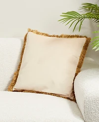 Saro Lifestyle Velvet Fringe Poly Filled Decorative Pillow, 18" x