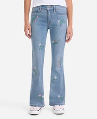 abercrombie kids Girls High-Rise Floral Embroidered Flared Jeans