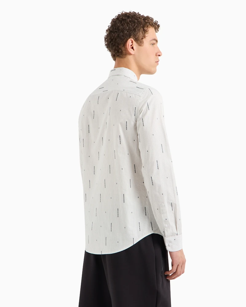 A|X Armani Exchange Men's Slim Fit Long Sleeve Button-Front Striped Logo Print Shirt