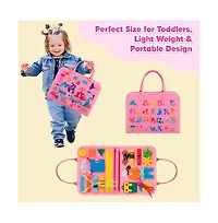 Busy Board 8 in 1 Busy Book Montessori Toys for Toddler Sensory Toys Developing Sensory Board Travel Toys Pink