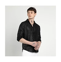 Campus Sutra Men's brand Onyx Black Pavement Shirt