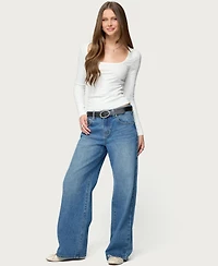 Edikted Women's Zandra Square Neck Ribbed Top