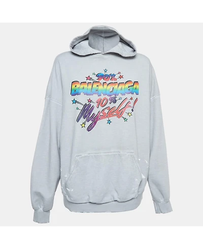 Pre-Owned Balenciaga Women's Black Campaign Print Cotton Knit Hoodie