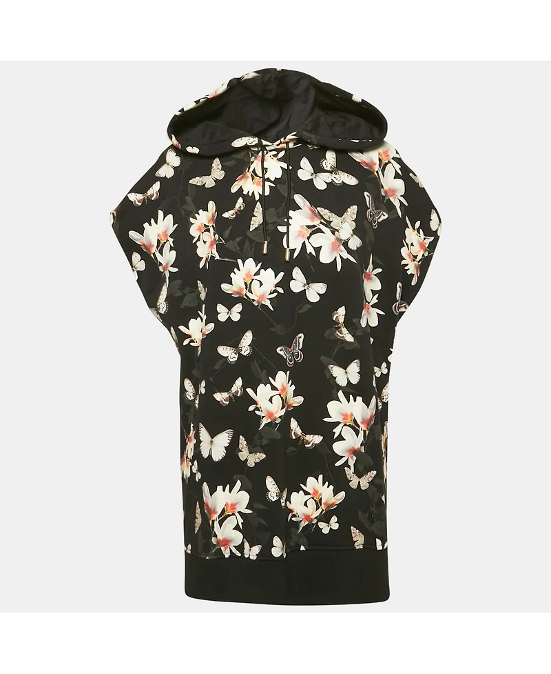 Pre-Owned Givenchy Women's Black Floral Print Cotton Sleeveless Hoodie