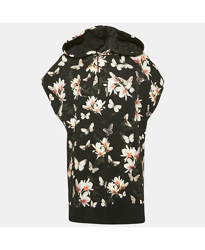 Pre-Owned Givenchy Women's Black Floral Print Cotton Sleeveless Hoodie