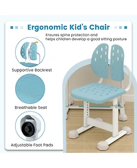 Gymax Kid's Study Desk & Chair Set w/Tilt Desktop Book Stand Footrest Bar for Toddlers