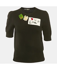 Pre-Owned Dolce & Gabbana Women's Black Applique Cashmere Knit Jumper