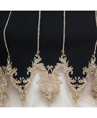 Pre-Owned Balmain Women's Black Stretch-Knit Metallic Tulle Paneled Bodysuit