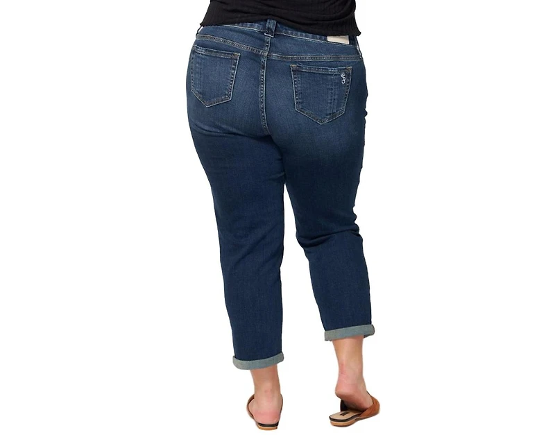 Slink Jeans Women'sDenim Mid Rise Boyfriend rolled 25.5" inseam - Kelly