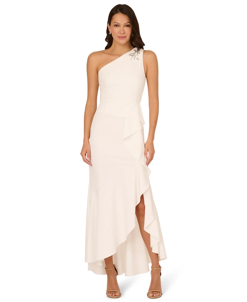 Adrianna Papell Women's Beaded One-Shoulder Gown