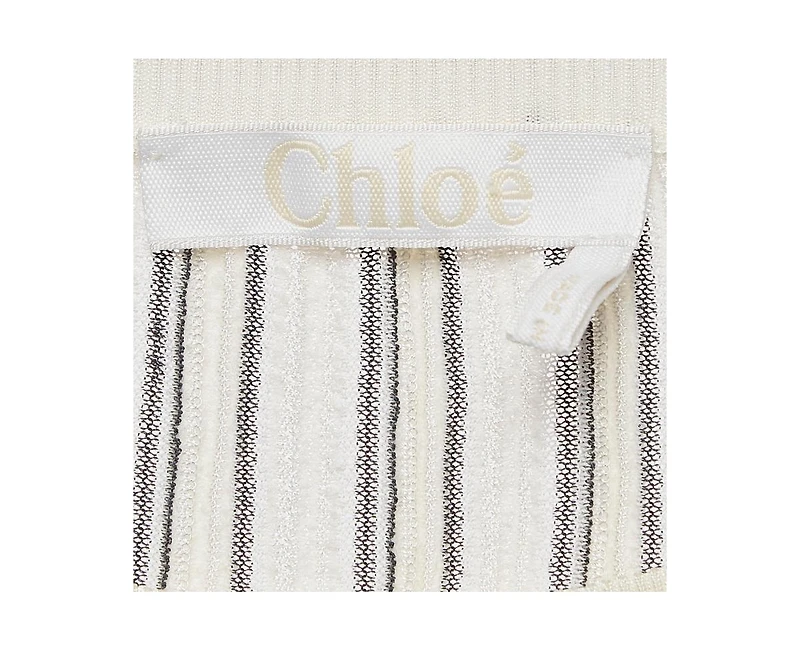 Pre-Owned Chloe Women's Pre-Owned Chloe Off-White Patterned Knit Mini Dress with Flared Sleeves