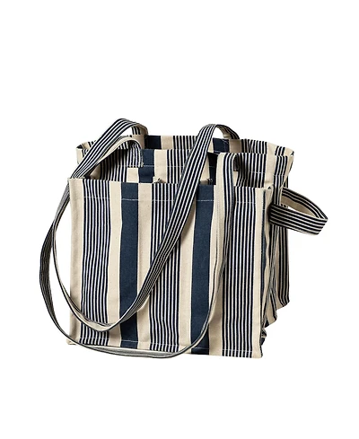 Uncommon Goods Farmers Market & Grocery Striped Cotton Canvas Tote