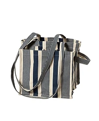 Uncommon Goods Farmers Market & Grocery Striped Cotton Canvas Tote