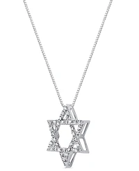 Macy's Diamond Star of David Pendant Necklace (1/6 ct. t.w.) in Sterling Silver