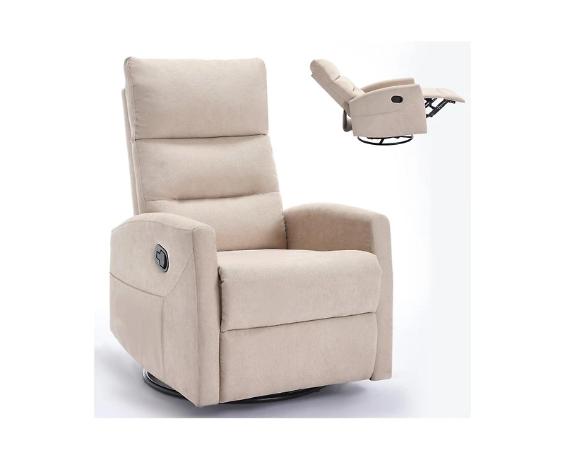 sumyeg Manual Recliner Chair with Rocker and Swivel Fabric