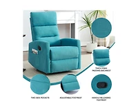 sumyeg Manual Recliner Chair with Rocker and Swivel Fabric