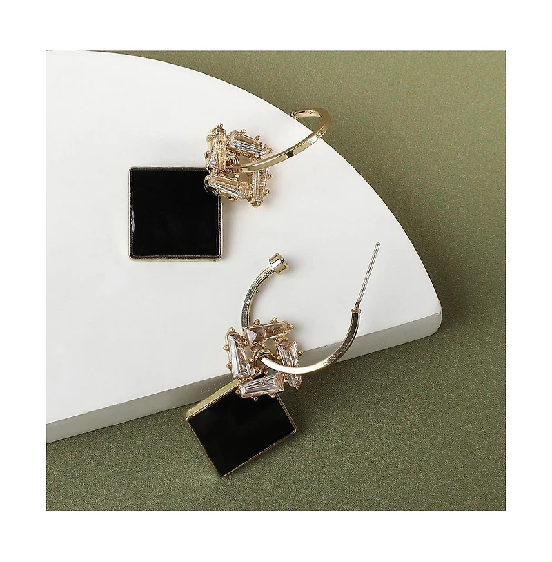 Sohi Women's Gold Rhombus Drop Earrings