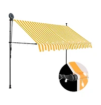 vidaXL Retractable Awning White and Orange Polyester with Pu coating, Steel