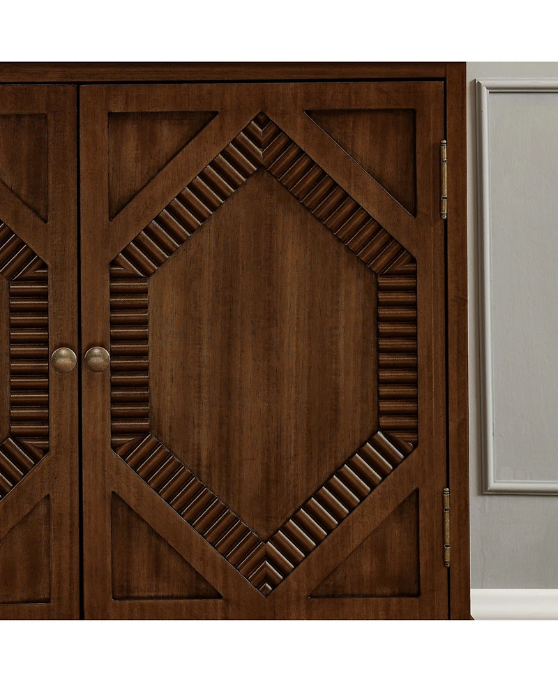 Casainc 33.6" Retro Wooden Storage Cabinet Symmetrical Geometric Display Cabinets