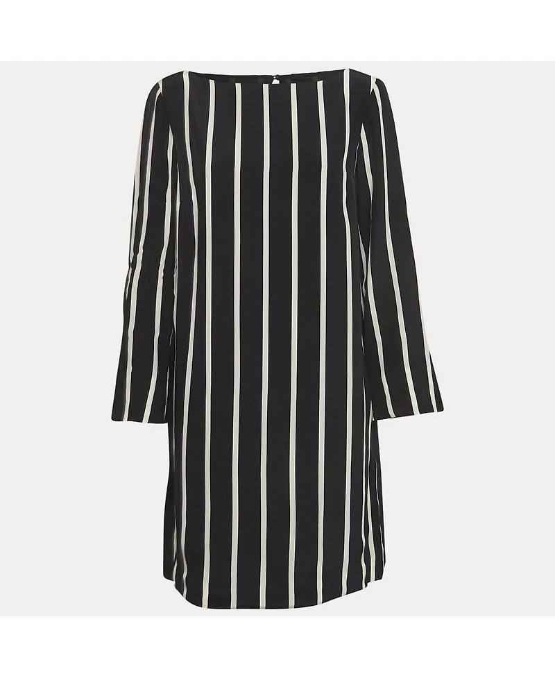 Pre-Owned Emilio Pucci Women's Black Pinstripe Silk Short Shift Dress