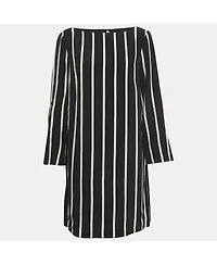 Pre-Owned Emilio Pucci Women's Black Pinstripe Silk Short Shift Dress