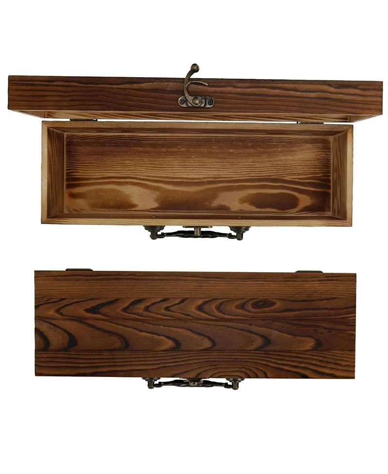 We Games Wooden Storage Box, Walnut Stained Burnt Wood Finish