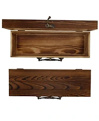 We Games Wooden Storage Box, Walnut Stained Burnt Wood Finish