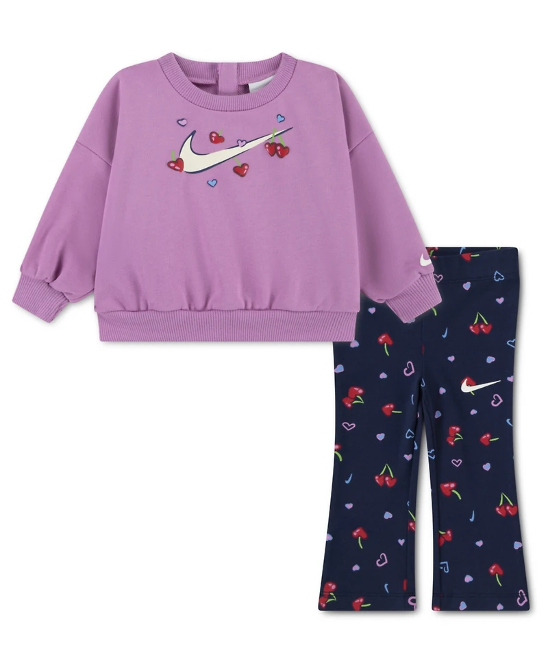 Nike Baby Girls' Crewneck Sweatshirt and Leggings, 2-Piece Set