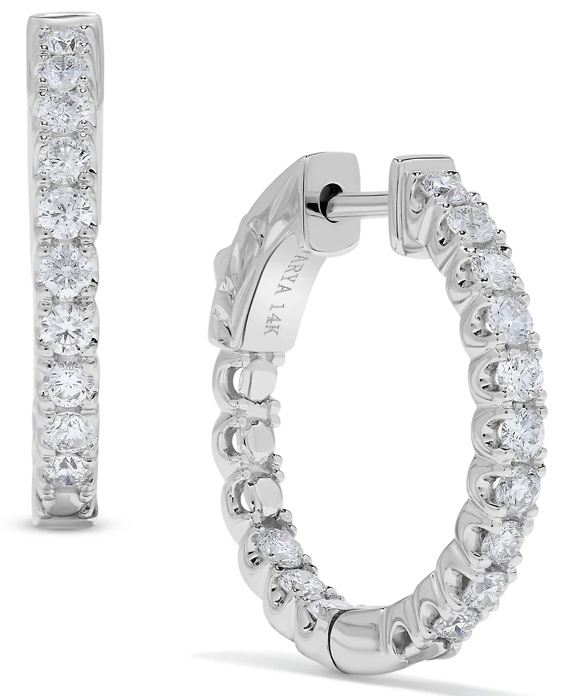 Macy's Diamond Hoop Earrings (1 ct. t.w.) in 14k White Gold