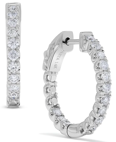 Macy's Diamond Hoop Earrings (1 ct. t.w.) in 14k White Gold