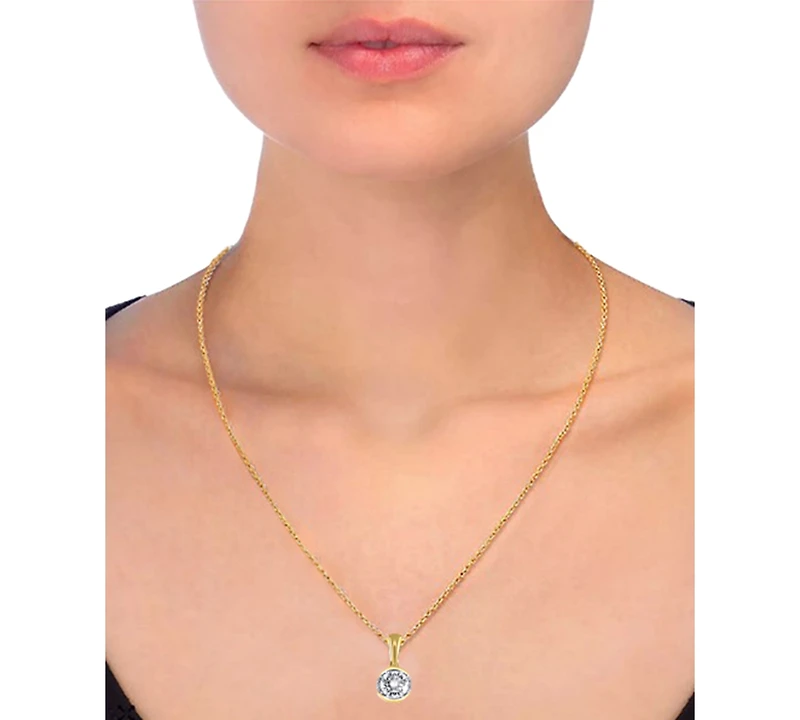 Macy's Diamond Pendant Necklace (1/2 ct. t.w.) in 14K Yellow Gold