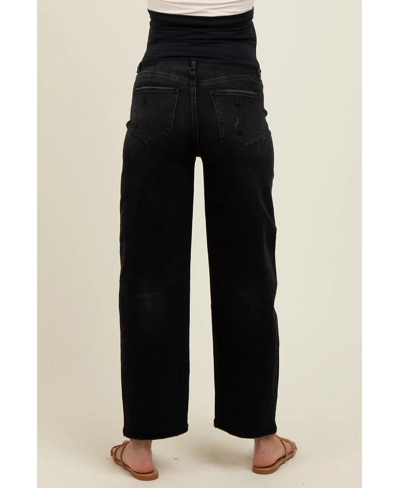 Pinkblush Maternity Lightly Distressed Panel Detail Barrel Jeans