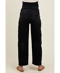 Pinkblush Maternity Lightly Distressed Panel Detail Barrel Jeans