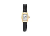 Peugeot Women's Vintage 14K Gold-Plated Rectangular Small Face Watch with Leather Strap
