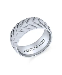 Bling Jewelry Rugged Tire Tread Band Ring Matte Brushed Silver Tone Stainless Steel 8MM