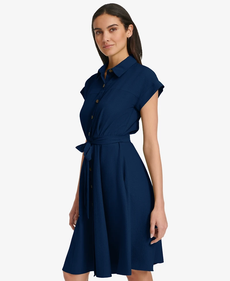 Calvin Klein Women's Belted Cap-Sleeve Shirtdress