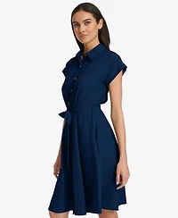 Calvin Klein Women's Belted Cap-Sleeve Shirtdress
