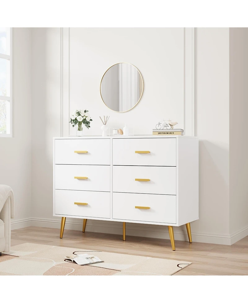 Gaomon Dresser With 6 Drawers for Bedroom Storage Drawers Chest of Drawers