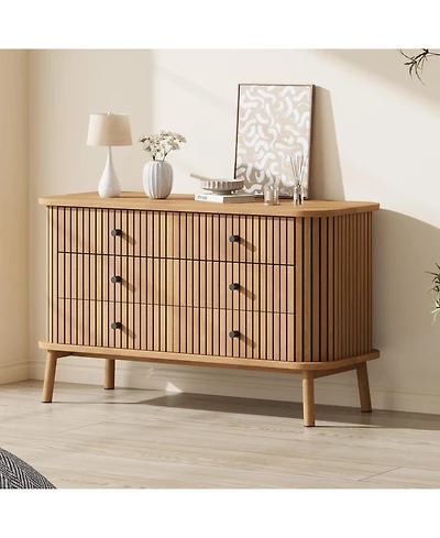 Gaomon + 6-Drawer + Natural Wood + Black HandlesGaomon + 6-Drawer + Natural Wood + Black Handles + Double Dresser