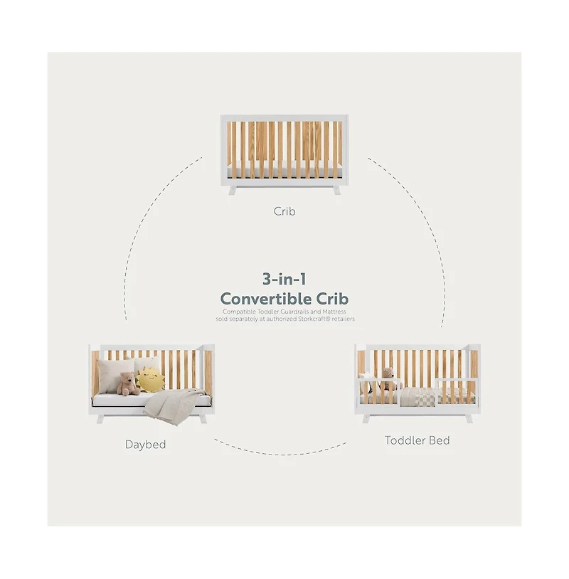 Storkcraft Beckett 3-in-1 Convertible Crib (White)
